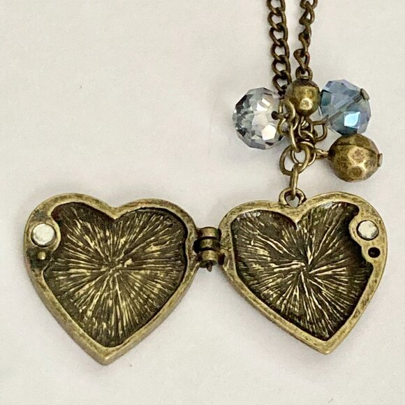 Vintage Disney Hidden Mickey Mouse Heart Locket Necklace Disneyana 30" Gold Tone - Picture 4 of 11